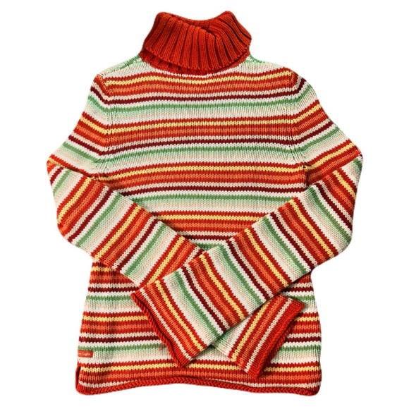 🍊Orange Striped American Eagle Turtleneck Sweater - Picture 1 of 2